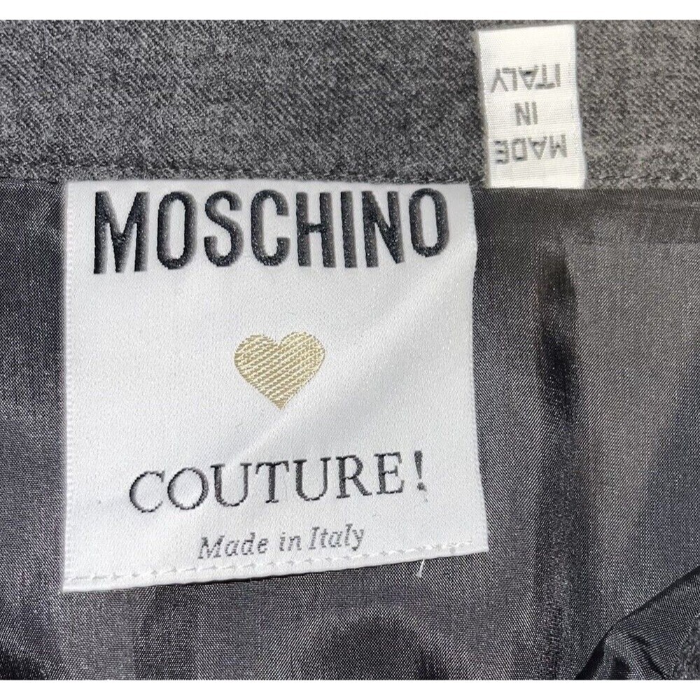 Vtg 1980s Moschino Couture (12) Skirt Charcoal Grey Wool Knee-Length (Fits a 6) - Picture 6 of 10